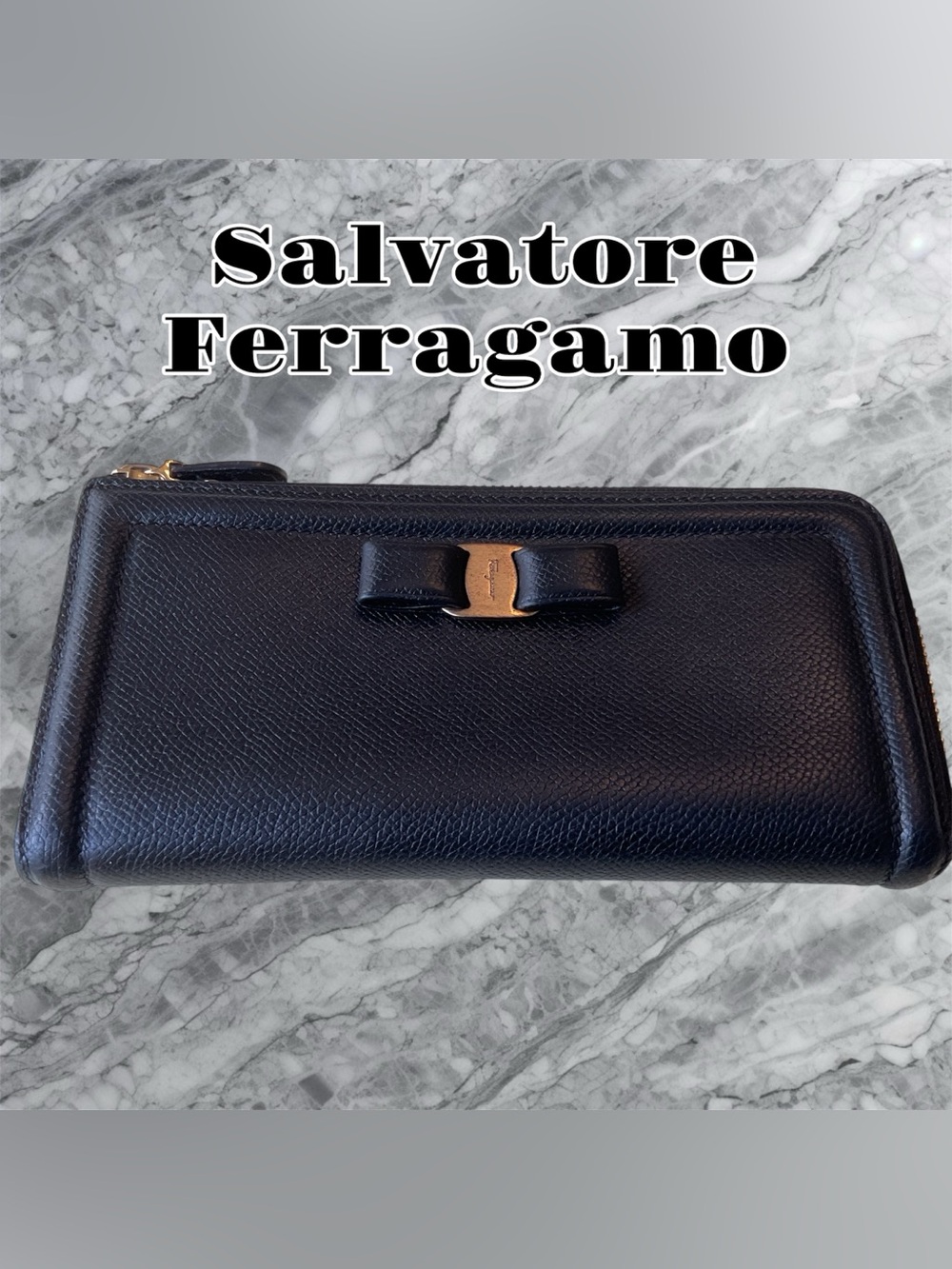 Salvatore Ferragamo Black Ribbon Wallet
